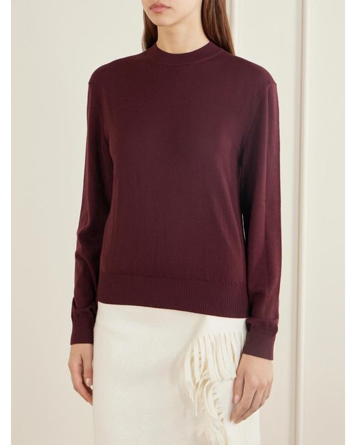 Lanvin Purple Bow-Detailed Wool-Blend Cardigan