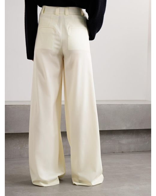 Altuzarra White Zanni Pleated Wool-Blend Wide-Leg Pants