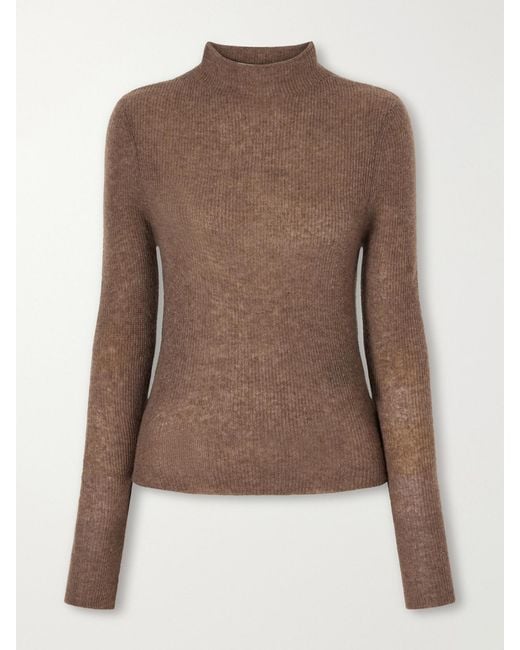 Citizens of Humanity Brown Leelah Ribbed Wool And Cashmere-Blend Turtleneck Sweater