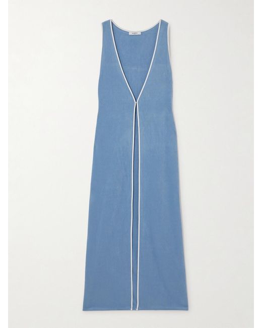 Marysia Swim Blue Aalto Crepe-Trimmed Cotton-Blend Terry Tunic