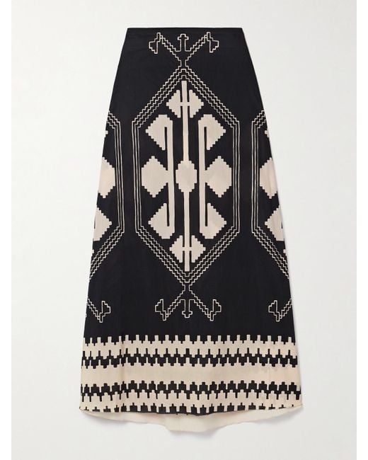 Johanna Ortiz Black Vela Mayor Midirock Aus Bedruckter Baumwollpopeline