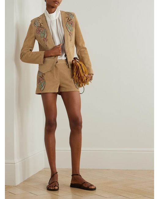 Etro Natural Appliquéd Suede Jacket