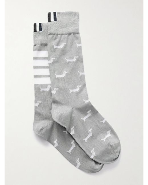 Thom Browne White Hector Socken Aus Einer Baumwollmischung