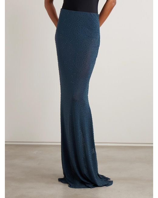 Rebecca Vallance Blue Elivera Maxirock Aus Stretch-Tüll Mit Kristallen