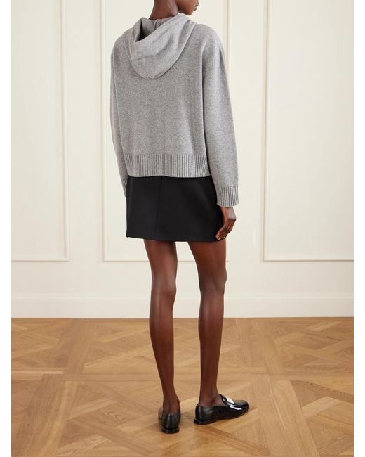 Givenchy Gray Embroidered Wool And Cashmere-Blend Zip-Up Hooded Cardigan