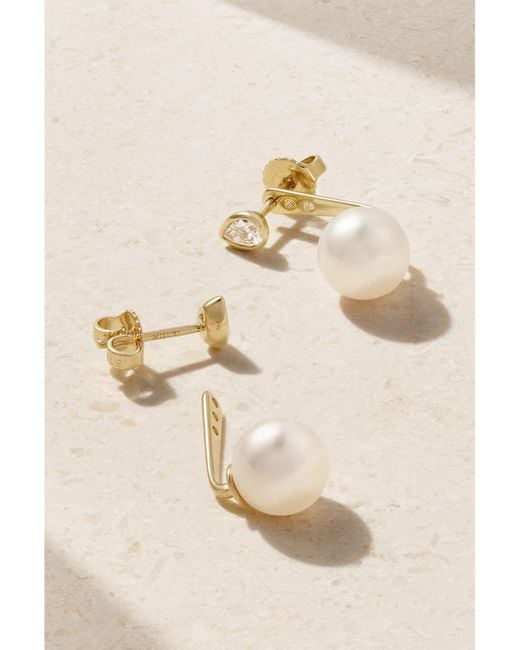 Mizuki Natural 14-Karat, Pearl And Diamond Earrings