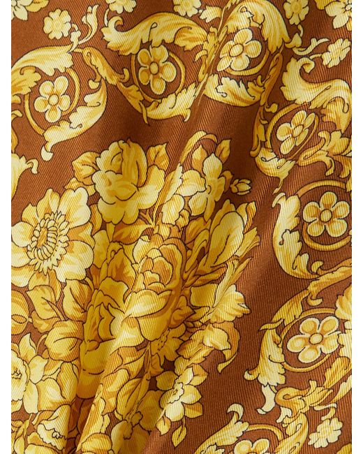 Versace Metallic Minikleid Aus Bedrucktem Seiden-Twill Mit Gürtel