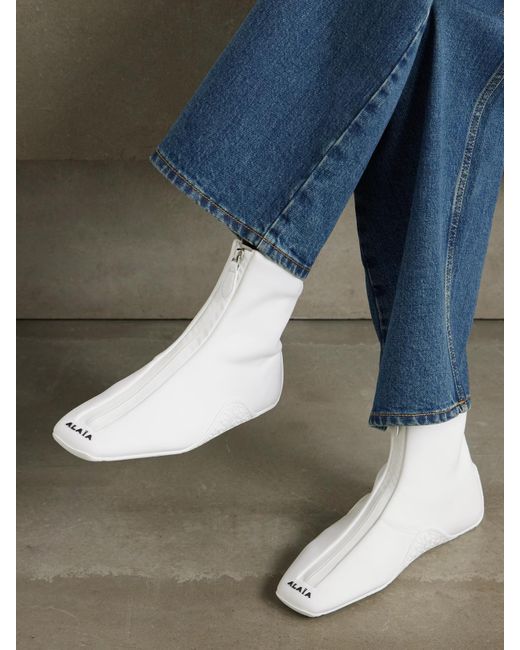 Alaïa Natural Basket Neoprene High-Top Sneakers