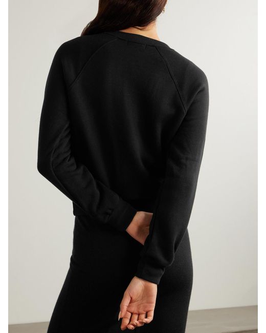 ÉTERNE Black Embroidered Cotton And Modal-Blend Jersey Sweatshirt