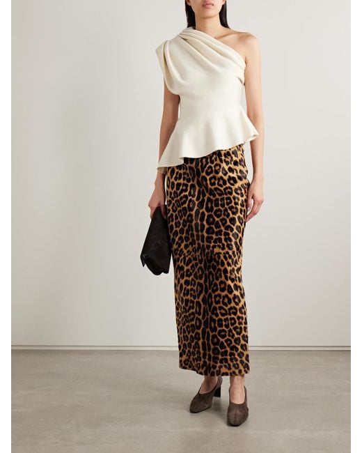 Khaite Natural Aimee Asymmetric One-Shoulder Wool-Blend Peplum Top