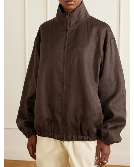 Ssstein Brown Gathered Linen Jacket