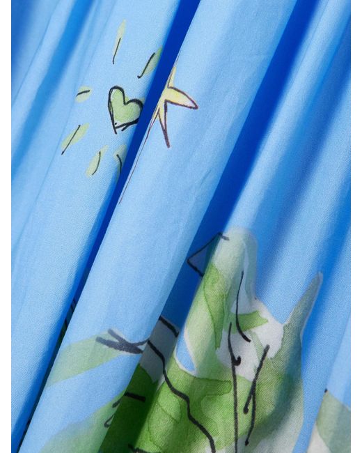 Robe Midi En Popeline De Coton Biologique Imprimée Et En Jersey De Coton Biologique Côtelé X Anouk Colantoni ALÉMAIS en coloris Blue