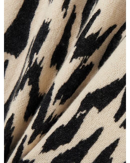 Brandon Maxwell White The Camille Leopard-Print Cashmere Turtleneck Maxi Dress