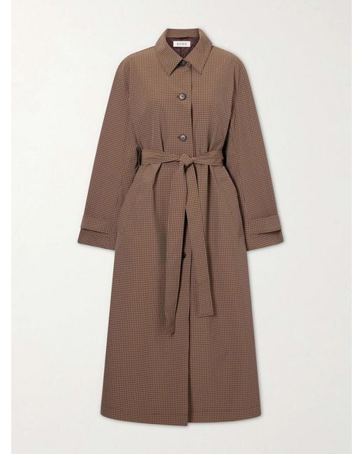 Rohe Brown Belted Checked Taffeta Trench Coat