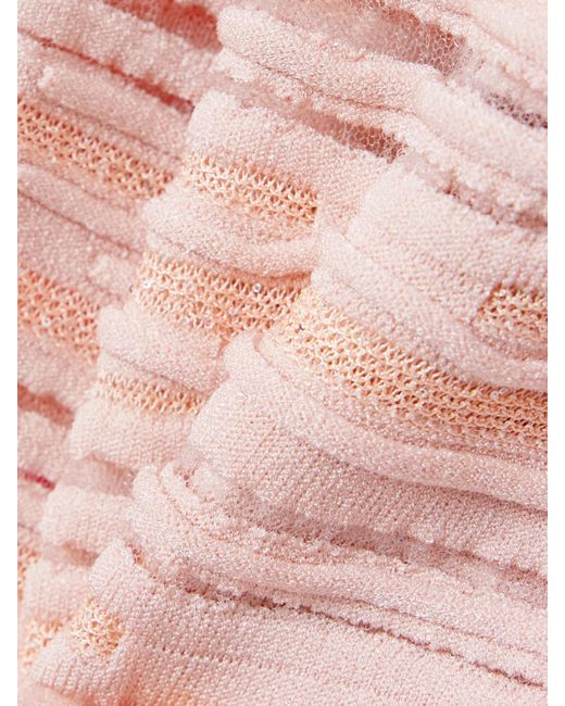 Balmain Pink Knitted Strapless Midi Dress