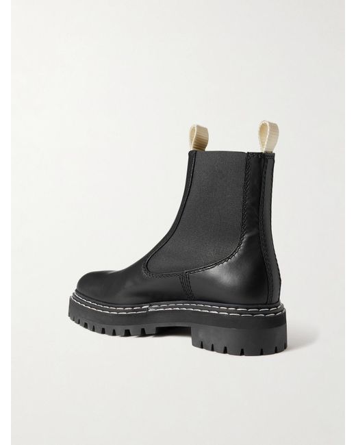 Proenza Schouler Black Topstitched Leather Chelsea Boots
