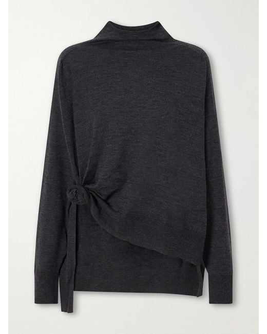 Magda Butrym Black Knot-Detail Wool Turtleneck Sweater
