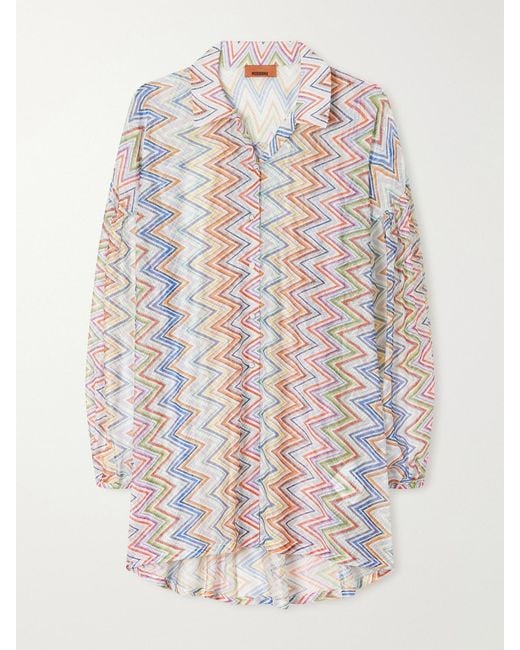 Missoni White Striped Mesh Knitted Shirt
