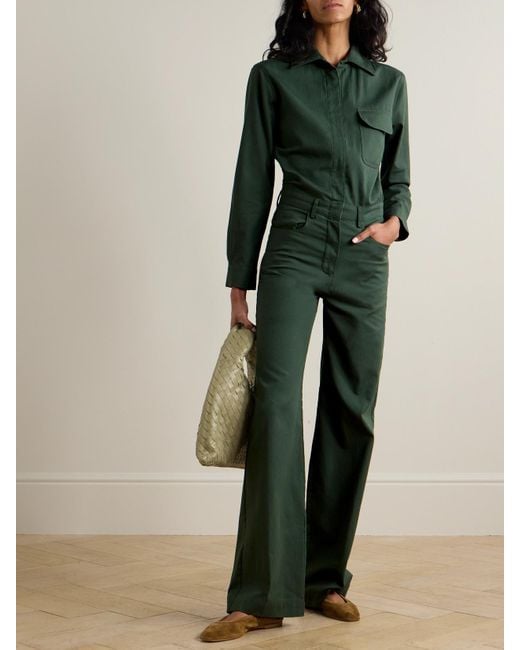 Rivet Utility Green Boyfriend Cotton-Canvas Jumpsuit