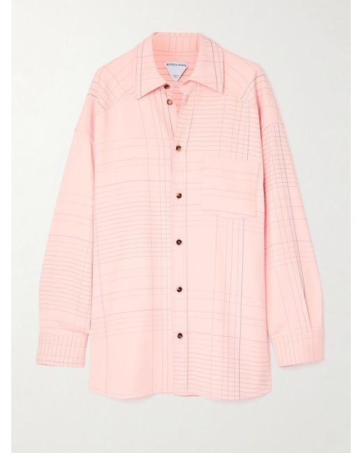 Bottega Veneta Pink Hemd Aus Kariertem Crêpe