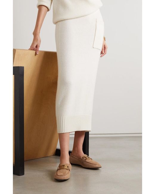 Tod's White Kate Embellished Suede Loafers