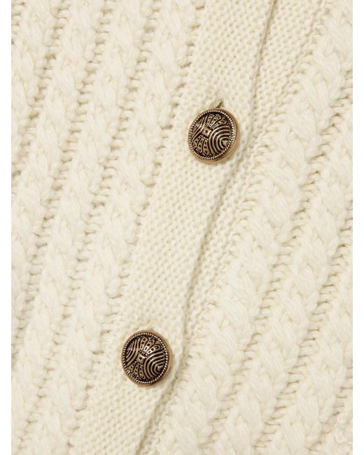 Khaite Natural Balser Cable-Knit Cashmere And Mohair-Blend Cardigan