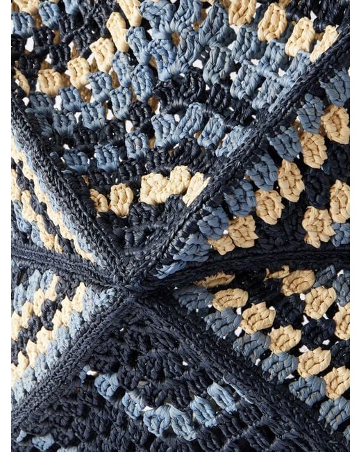 Loewe Blue Paula's Ibiza Puzzle Fold Large Leather-Trimmed Raffia Shoulder Bag