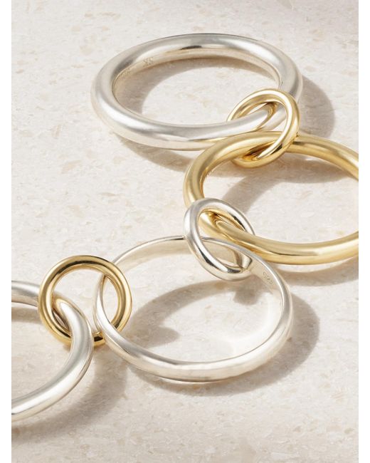 Spinelli Kilcollin Natural Cancer Set Of Four 18-Karat And Sterling Ring