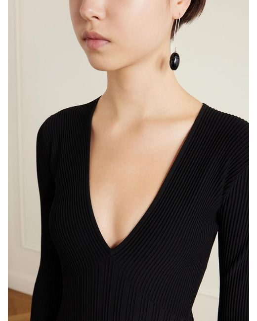 Maria McManus Black Recycled Ribbed-Knit Bodysuit