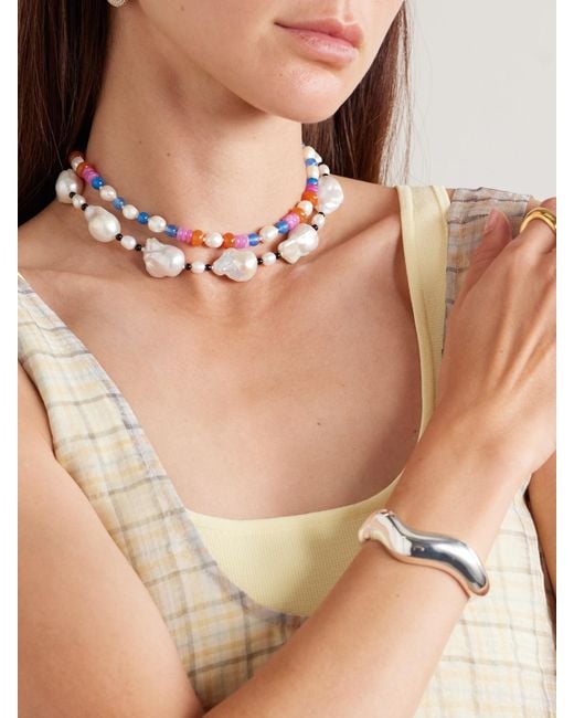Gohar World Multicolor Turkish Delight Kette Aus Seide Mit Mehreren Steinen Und Details Aus Silber