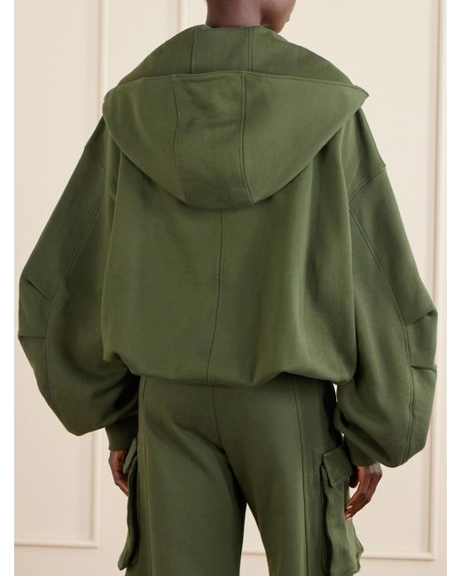 The Attico Green Cotton-Jersey Zip-Up Hoodie