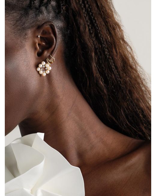 Mateo Natural 14-Karat And, Pearl And Diamond Earrings