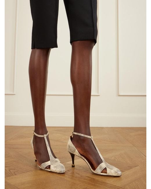 Chloé Natural Cleia 70 Snake-Effect Leather Pumps