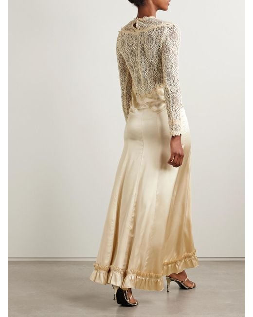 Isabel Marant Natural Dolores Maxikleid Aus Satin Aus Einer Seidenmischung Mit Einsätzen Aus Schnurgebundener Spitze
