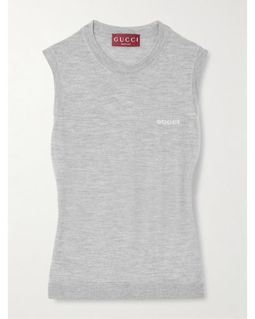 Gucci Gray Pullunder Aus Einer Kaschmir-Seidenmischung