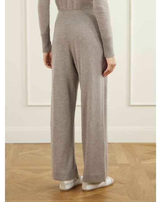LeKasha Gray Suria Ribbed Organic Cashmere Wide-Leg Pants