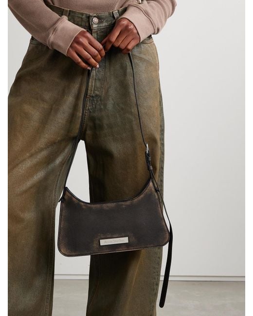 Acne White Platt Mini Schultertasche Aus Strukturiertem Leder Mit Verzierungen