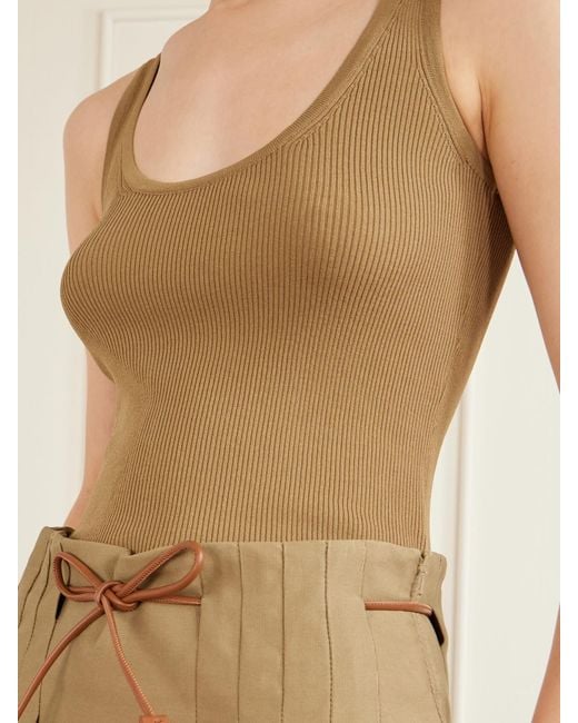 Max Mara Natural Ribbed Woven Tank
