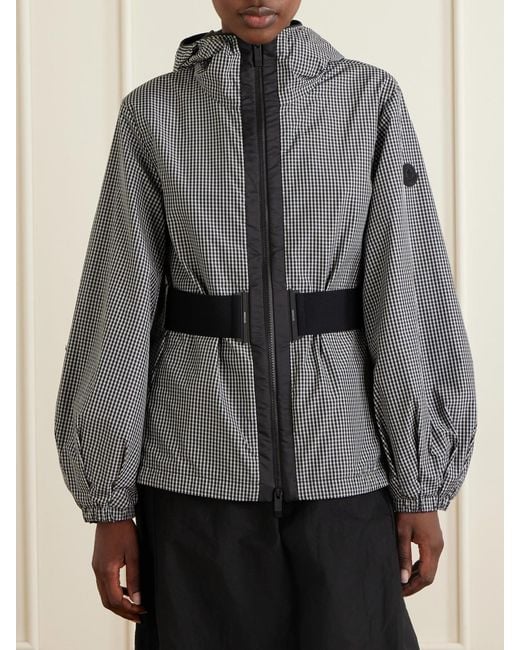 Moncler Gray Rythme Belted Checked Shell Jacket