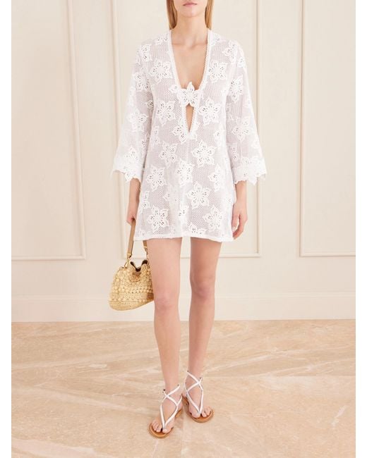 Miguelina White Jane Cotton-Lace Coverup