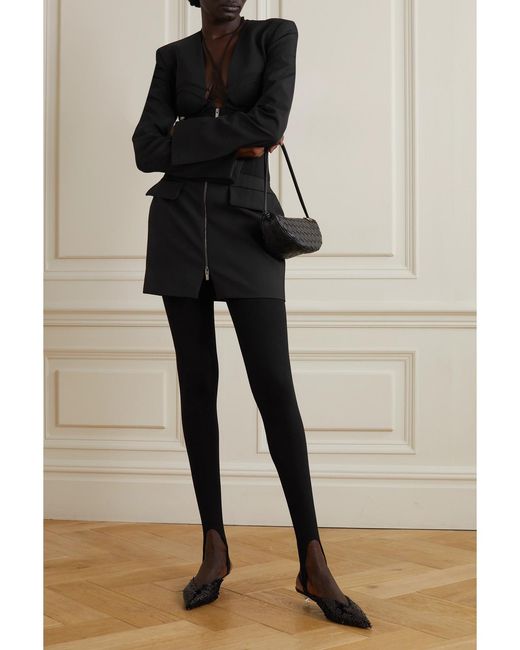 Nensi Dojaka Black Stretch-Wool, Jersey And Tulle Mini Dress