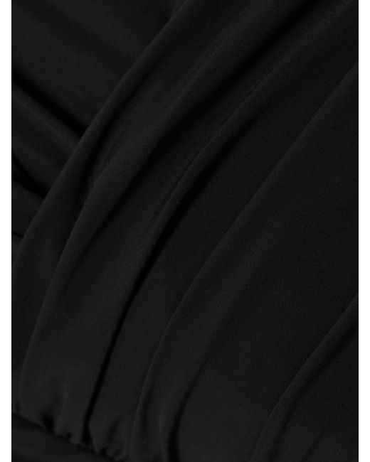 Agolde Black Etienne Off-The-Shoulder Ruched Stretch-Jersey Thong Bodysuit