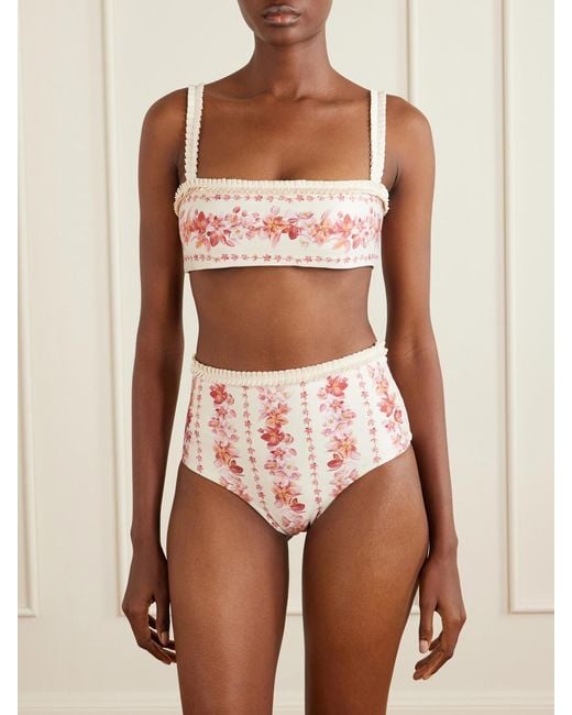 Agua Bendita Pink Olmo Cauca Floral-Print Bikini Top