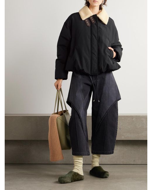 Loewe Black Jacke Aus Shell Aus Einer Baumwollmischung Mit Shearling-Besatz