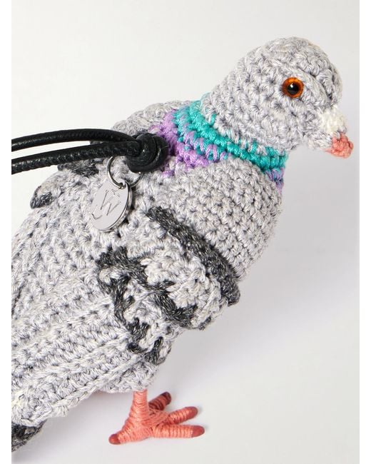 J.W. Anderson Multicolor Pigeon Crocheted Cotton And Leather Bag Charm