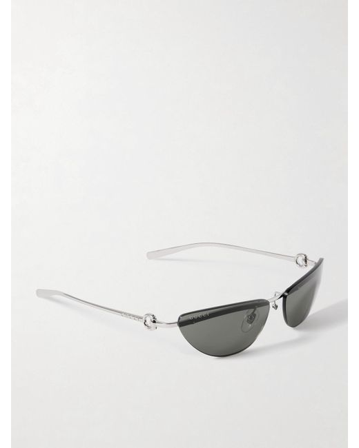 Gucci Metallic Cat-Eye Rimless-Tone Sunglasses