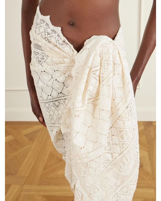 Zimmermann White Crocheted Cotton Pareo