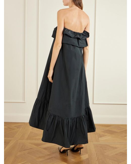Saint Laurent Black Ruffled Cotton-Blend Poplin Maxi Dress