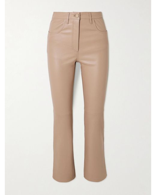 Pantalon Droit Raccourci En Cuir Duke Joseph en coloris Natural