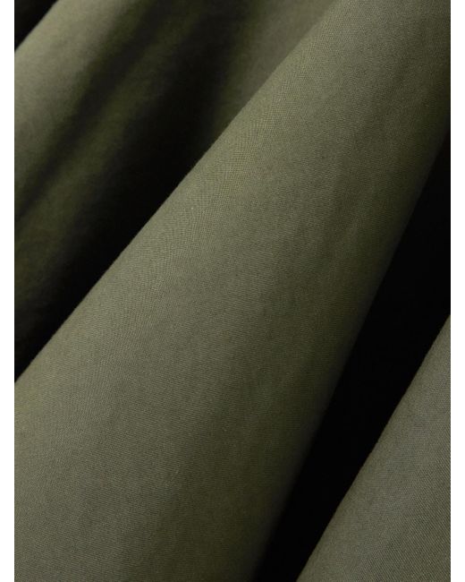Loewe Green Midirock Aus Baumwoll-Twill Mit Volant Und Lederbesatz